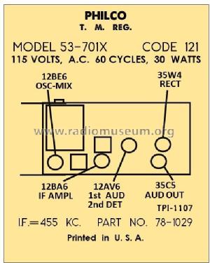 53-701X ; Philco, Philadelphia (ID = 2844634) Radio