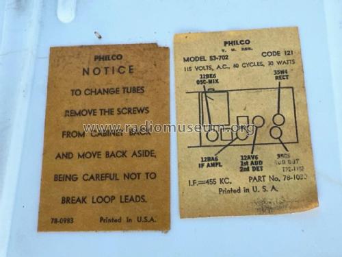 Transitone Special Services 53-702 Code 121; Philco, Philadelphia (ID = 3031439) Radio