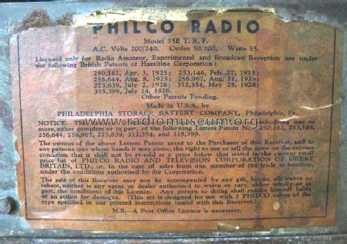 55E Baby Grand ; Philco, Philadelphia (ID = 366053) Radio