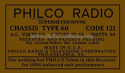 60B ; Philco, Philadelphia (ID = 2837831) Radio