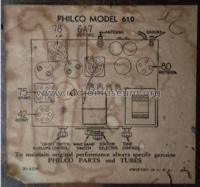 610B ; Philco, Philadelphia (ID = 2458836) Radio