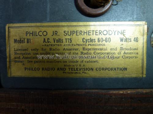 81Junior; Philco, Philadelphia (ID = 1455369) Radio