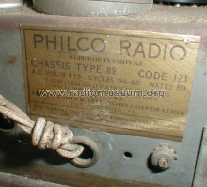 89B ; Philco, Philadelphia (ID = 386188) Radio