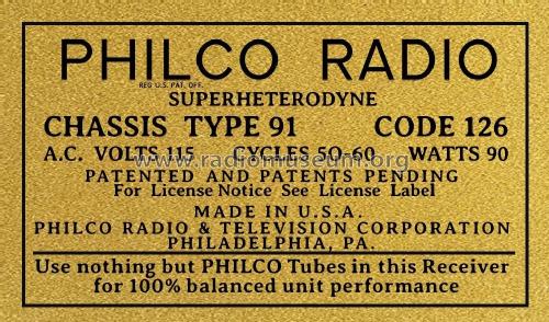 91B ; Philco, Philadelphia (ID = 2837852) Radio