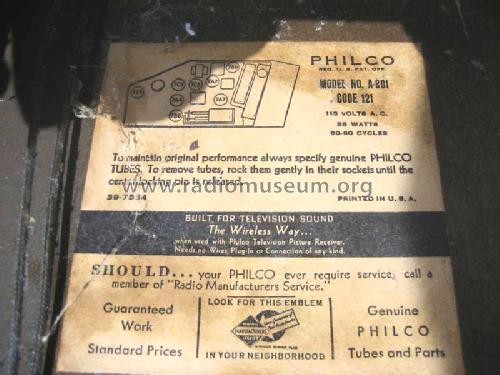 A801 ; Philco, Philadelphia (ID = 792965) Radio