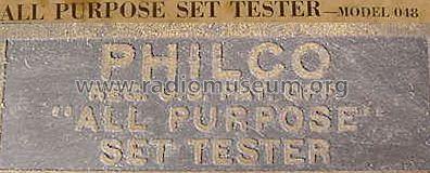 All Purpose Set Tester 048; Philco, Philadelphia (ID = 531707) Equipment