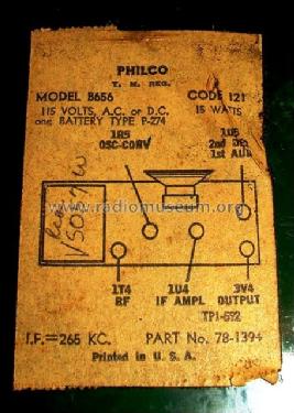 B656 Code 121; Philco, Philadelphia (ID = 137640) Radio