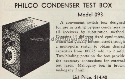 Condenser Test Box 093; Philco, Philadelphia (ID = 2052135) Equipment