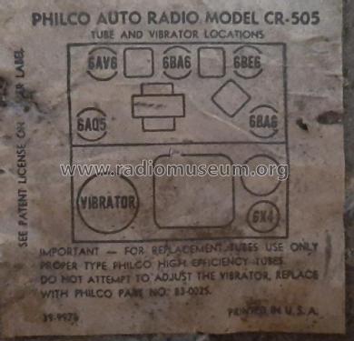 CR-505 ; Philco, Philadelphia (ID = 2663701) Car Radio