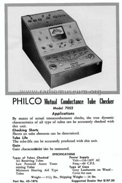 Dynamic Mutual Conductance Tube Tester 7052; Philco, Philadelphia (ID = 2093063) Equipment