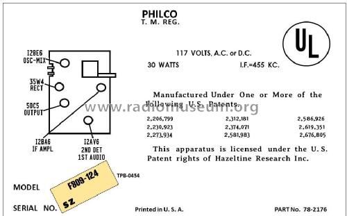 F-809 ; Philco, Philadelphia (ID = 2940851) Radio