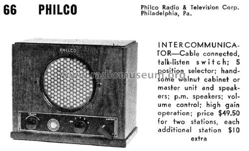 Intercommunicator ; Philco, Philadelphia (ID = 1081217) Ampl/Mixer