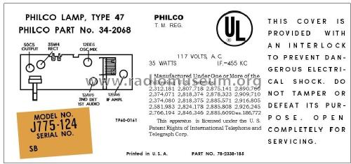 J-775 Code 124; Philco, Philadelphia (ID = 2934918) Radio
