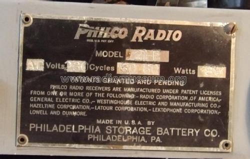 21-E ; Philco, Philadelphia (ID = 2680852) Radio