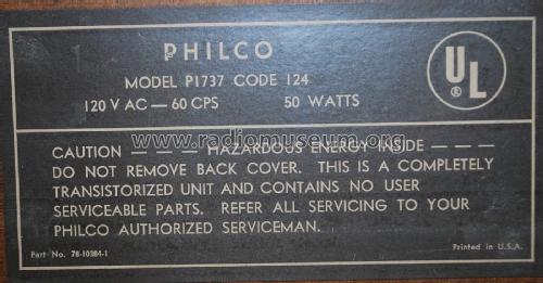 P1737 Ch= P25ST; Philco, Philadelphia (ID = 2263894) Radio