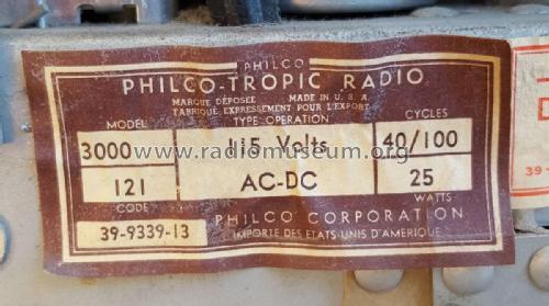 Tropic 3100 Ch= 3000-121; Philco, Philadelphia (ID = 2044941) Radio