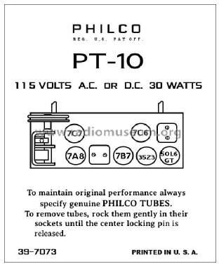 PT-10 Transitone; Philco, Philadelphia (ID = 2805028) Radio