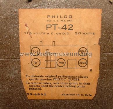 PT-42 Transitone; Philco, Philadelphia (ID = 1754555) Radio