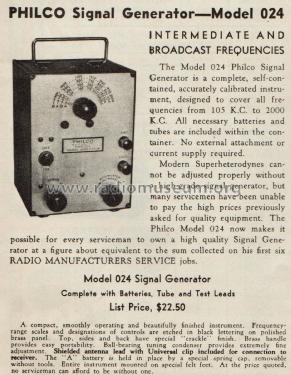 Signal Generator 024; Philco, Philadelphia (ID = 2052142) Equipment