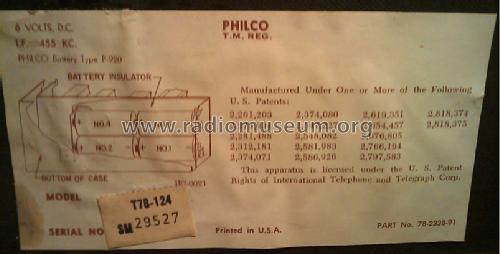 T-78 Code 124 or T78-124; Philco, Philadelphia (ID = 1231377) Radio