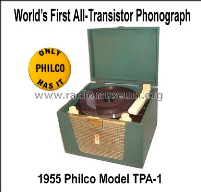 All Transistor Portable Phonograph TPA-1 M32; Philco, Philadelphia (ID = 1307523) R-Player