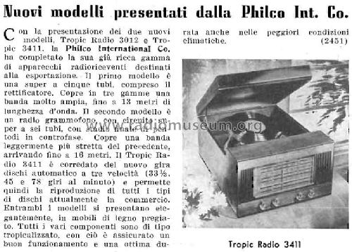 Tropic 3411; Philco, Philadelphia (ID = 2809602) Radio