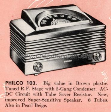 103 ; Philco Products Ltd. (ID = 1506701) Radio