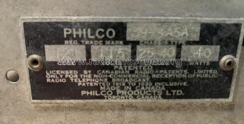 39-3A5A code 121; Philco Products Ltd. (ID = 3112194) Radio