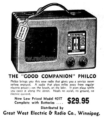 401T 'Little Pal' ; Philco Products Ltd. (ID = 1429502) Radio