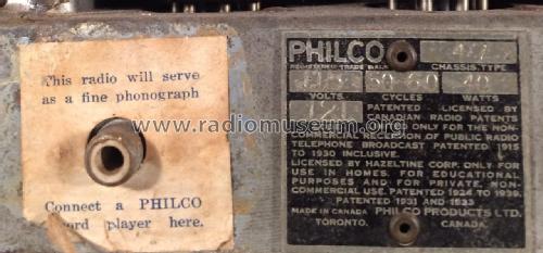 47 ; Philco Products Ltd. (ID = 2219702) Radio