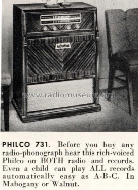 731 ; Philco Products Ltd. (ID = 1503460) Radio