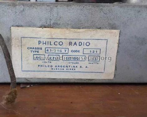 43-716 T Code 121; Philco Radio of (ID = 2082330) Radio