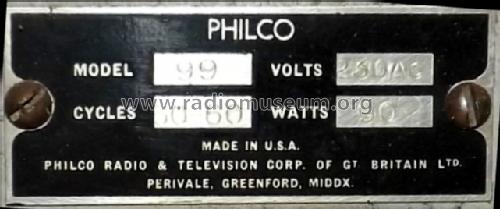 99; Philco Radio & (ID = 1576775) Radio