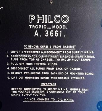 Tropic A 3661; Philco Radio & (ID = 2959050) Radio