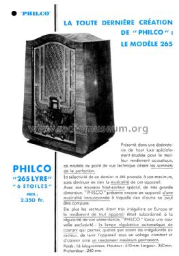 265 Lyre '6 étoiles'; Philco, Société de (ID = 2126941) Radio