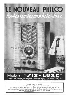 Six-Luxe ; Philco, Société de (ID = 2870180) Radio