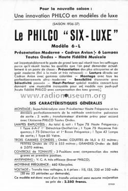 Six-Luxe ; Philco, Société de (ID = 2871077) Radio