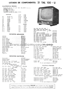 21TAL100U; Philips Argentina, (ID = 821965) Television