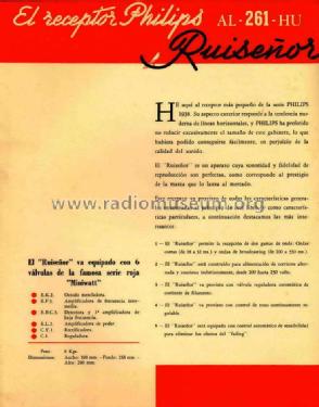 Ruiseñor AL261HU; Philips Argentina, (ID = 819713) Radio