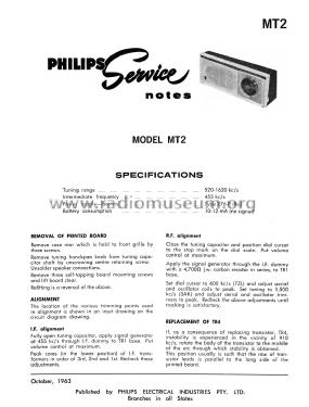 Explorer Transistor MT2; Philips Australia (ID = 2747758) Radio
