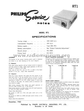 Partygoer RT1; Philips Australia (ID = 2748140) Radio