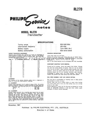 Trendsetter RL270; Philips Australia (ID = 2688245) Radio