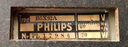 B5X92A /00 /03; Philips Belgium (ID = 2552738) Radio