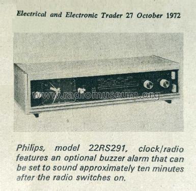 Clock Radio 22RS291; Philips; Eindhoven (ID = 2909101) Radio