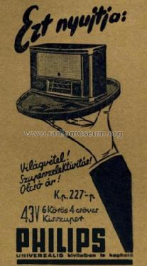 43V; Philips Hungary, (ID = 733363) Radio