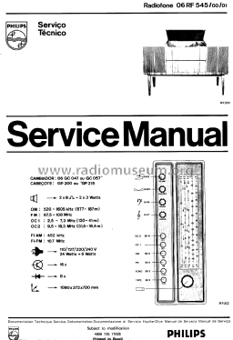 06RF545 /00 /01; Philips do Brasil S. (ID = 1865580) Radio