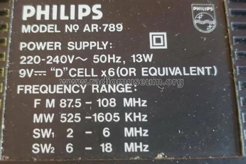 4 Band Radio Cassette Recorder AR789; Philips; Eindhoven (ID = 2781571) Radio