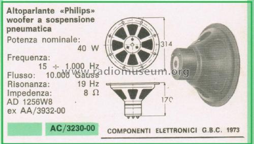 Air Suspension Woofer Speaker AD 1256W8; Philips; Eindhoven (ID = 3112151) Speaker-P