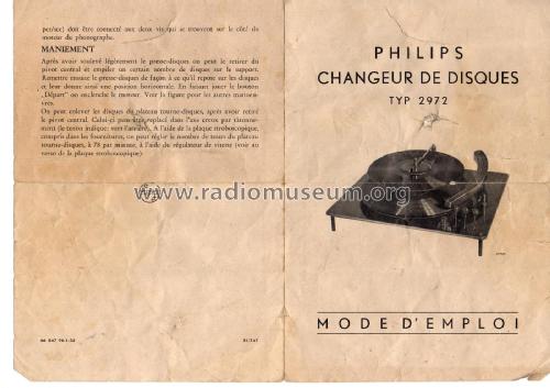 Automatic Record Changer 2972 -61 -81 -91; Philips; Eindhoven (ID = 2029910) Enrég.-R