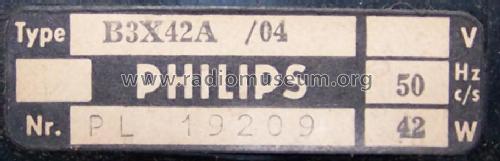 B3X42A /01 /04; Philips Belgium (ID = 2528726) Radio